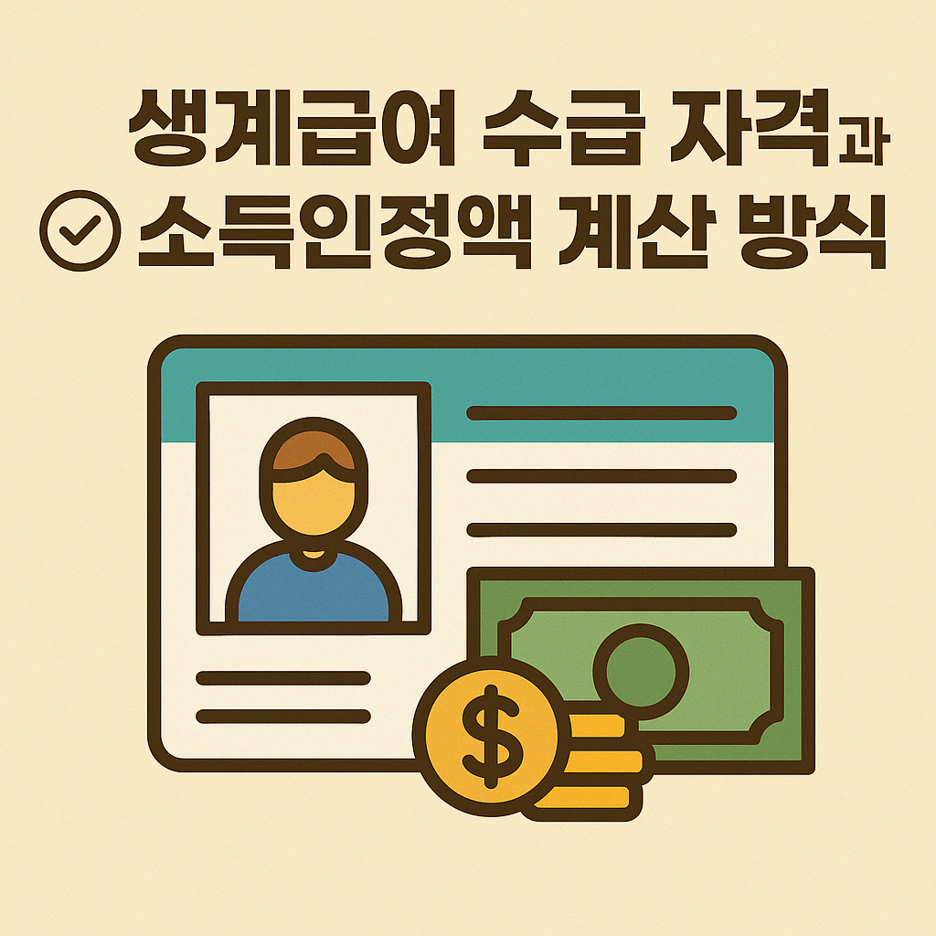 생계급여 수급 자격과 소득인정액 계산 구조
