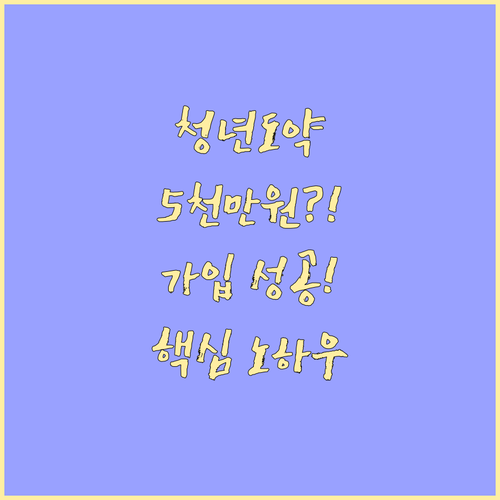 청년도약계좌 가입 성공을 위한 조건과..