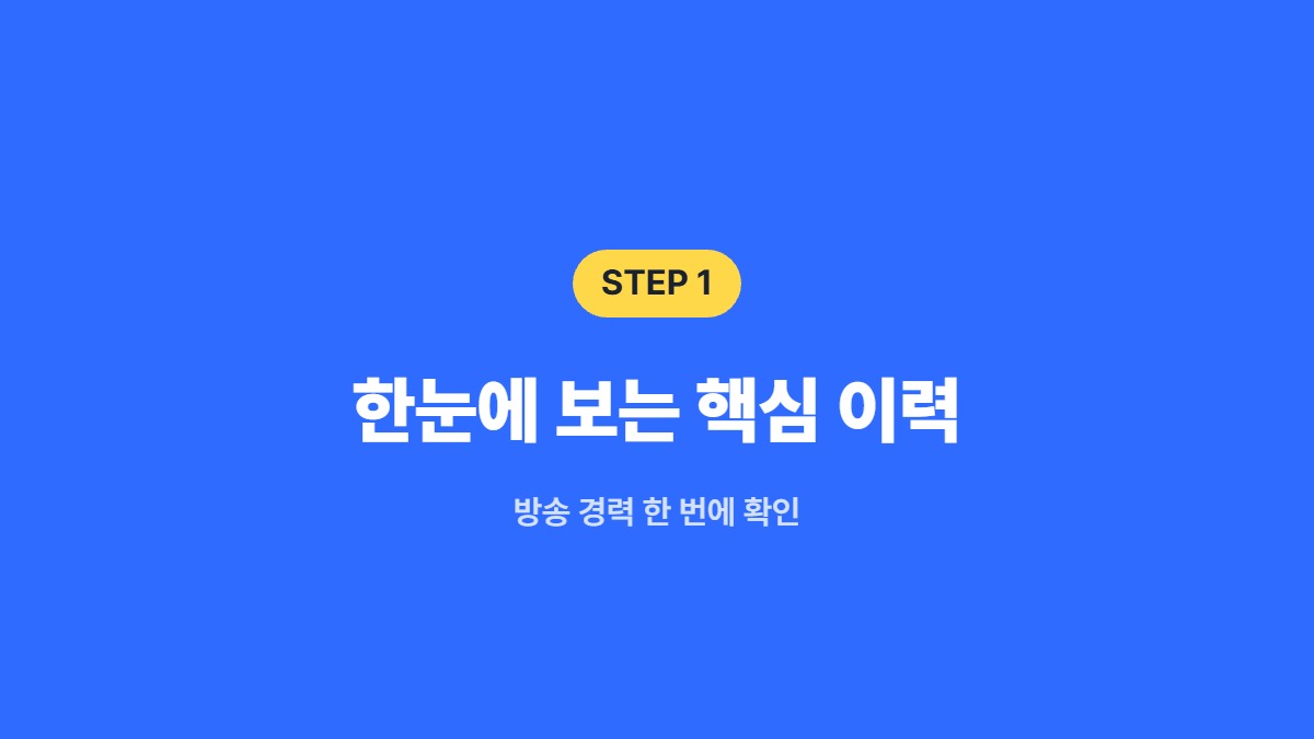 한눈에 보는 핵심 이력 &mdash; 방송 경력 한 번에 확인