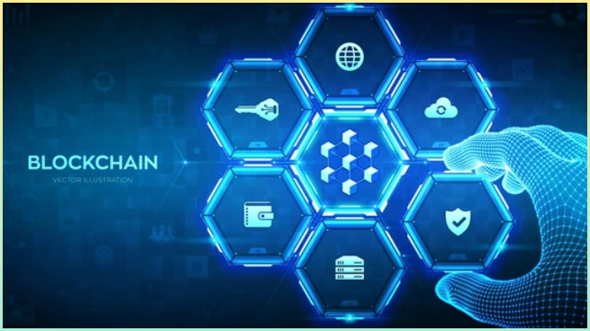 블록체인 기술을 표현하는 디지털 이미지