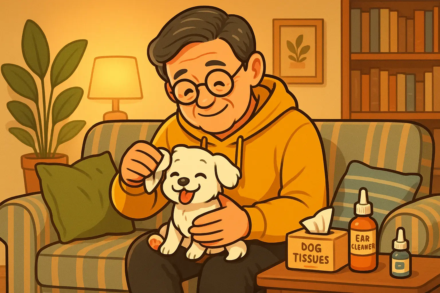 장마철 반려동물 일상 케어_강아지 귀 청소 모습