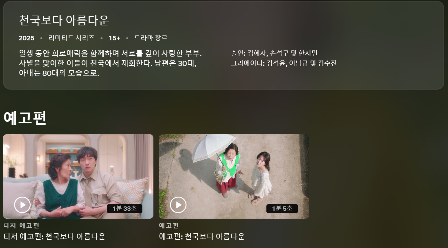 🎥 &lsquo;천국보다 아름다운&rsquo; 다시보기부터 OST, 출연진, 넷플릭스 정보까지 한눈에 정리!