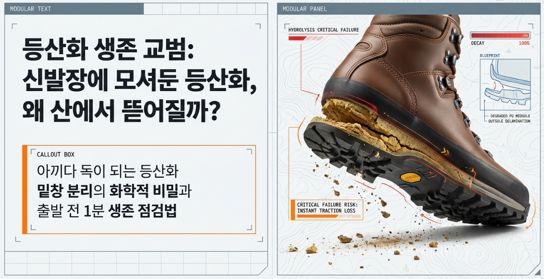 "아껴 신었는데 왜 떨어졌을까?" 오래 보관한 등산화 밑창 분리 원인과 출발 전 1분 점검법
