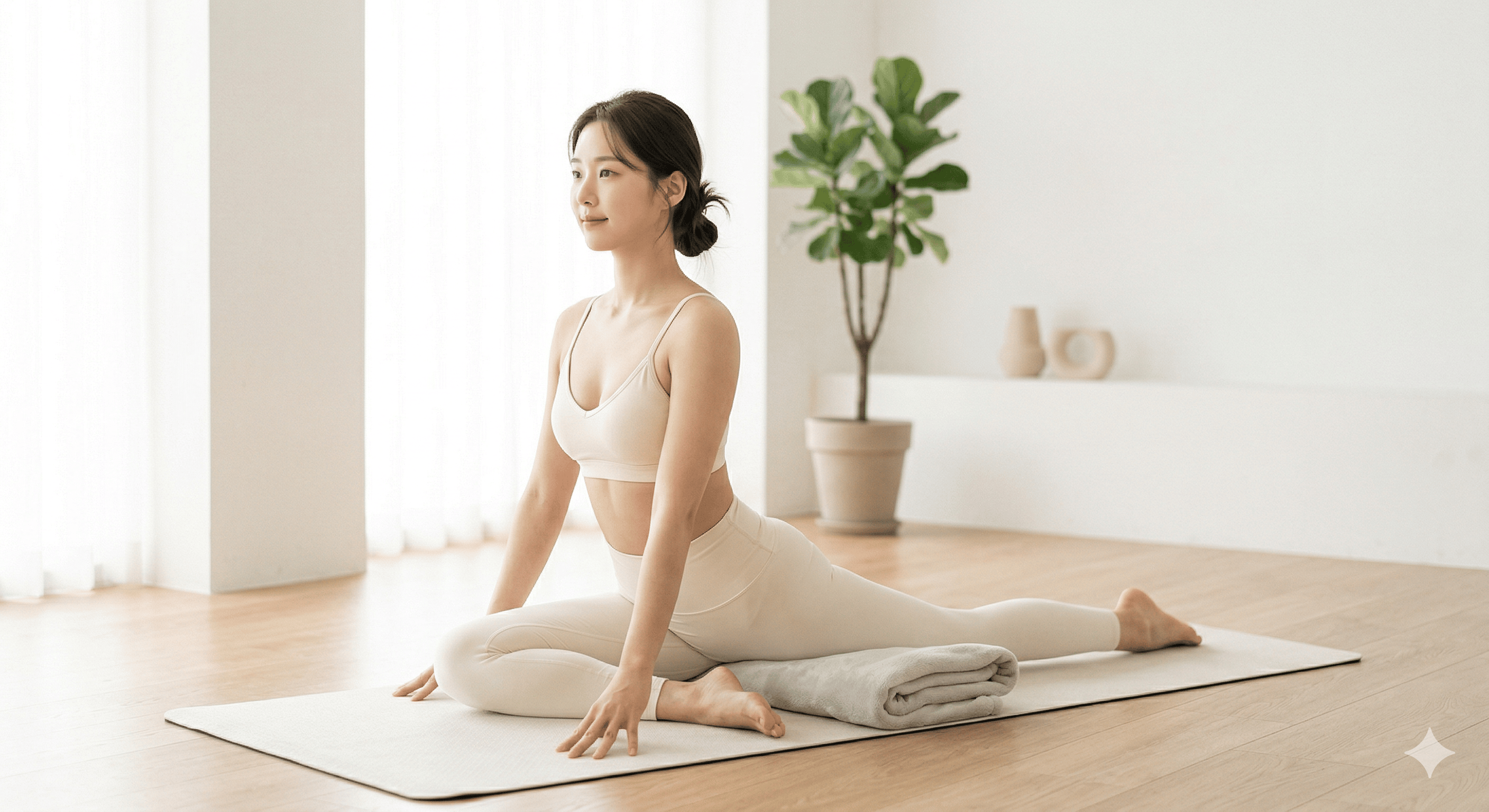 골반 뻐근함 완화를 위한 비둘기 자세 요가 루틴