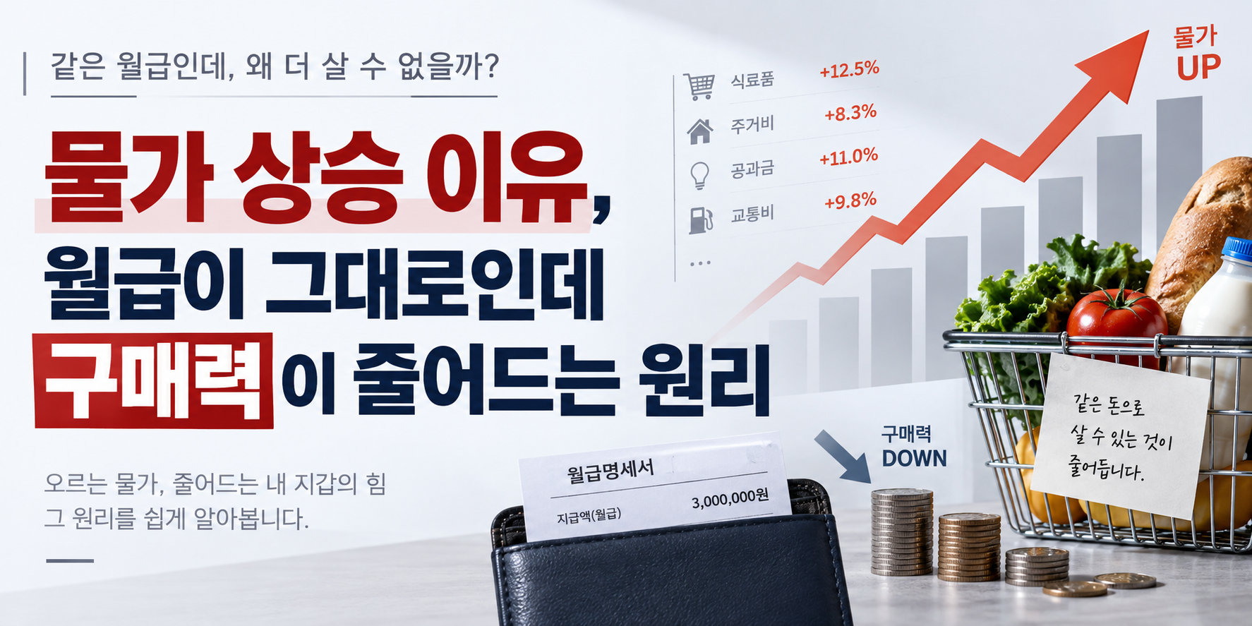물가 상승 이유, 월급이 그대로인데 구매력이 줄어드는 원리