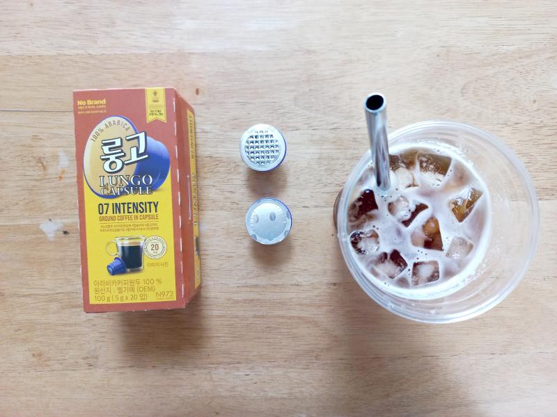 노브랜드 룽고로 만든 연한 아이스 아메리카노