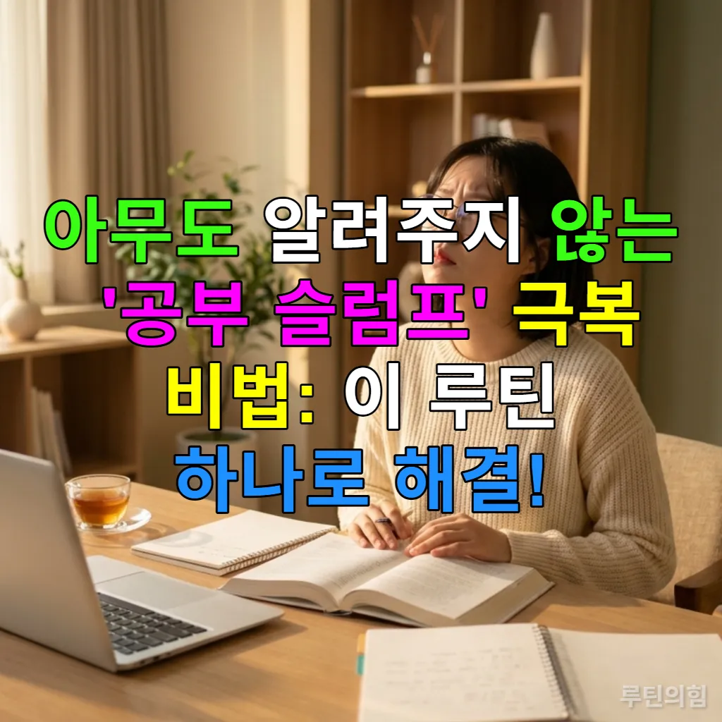 공부 슬럼프에 빠진 한국 학생이 책상에 앉아 고민하는 모습