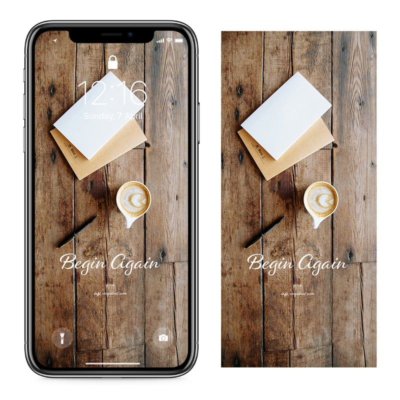 08 나무탁자 위 커피와 노트 C - Begin Again 아이폰가을배경화면