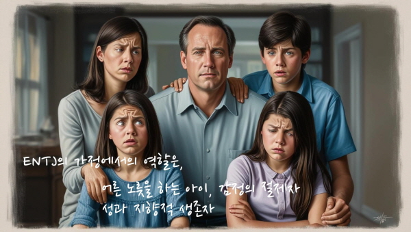 ENTJ의 가정에서의 역할은 어른 노릇을 하는 아이, 감정의 절제자, 성과 지향적 생존자에 관한 그림