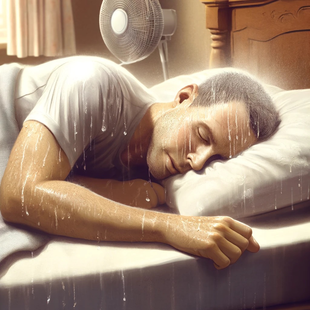 땀을 흘리며 자는 사람