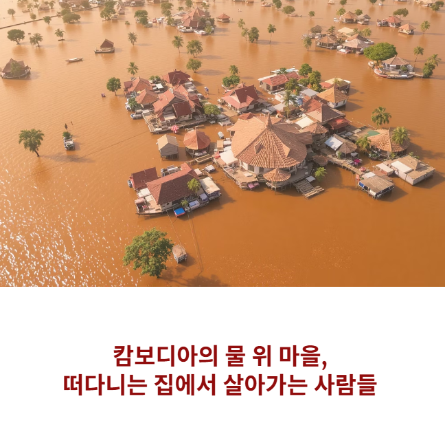 캄보디아의 물 위 마을, 떠다니는 집에서 살아가는 사람들