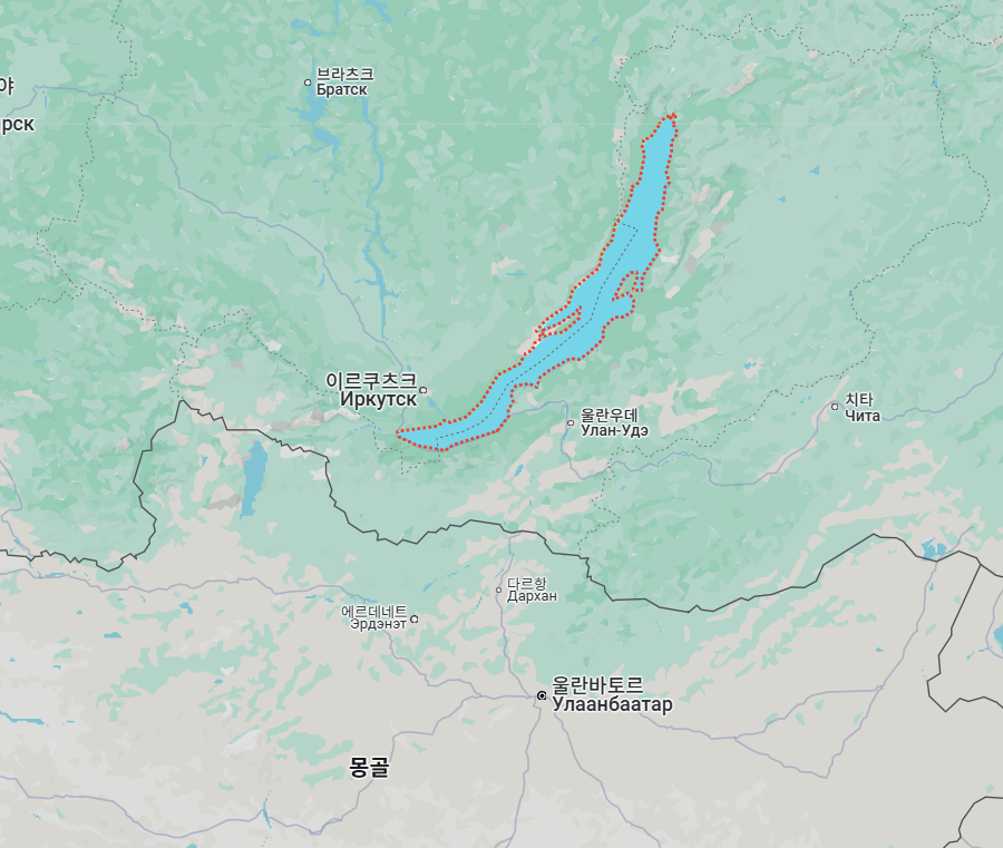 바이칼 화산지대의 위치를 알 수 있는 지도