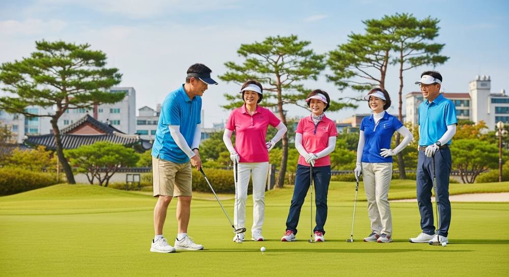 파크골프를 즐기는 중장년층 사진