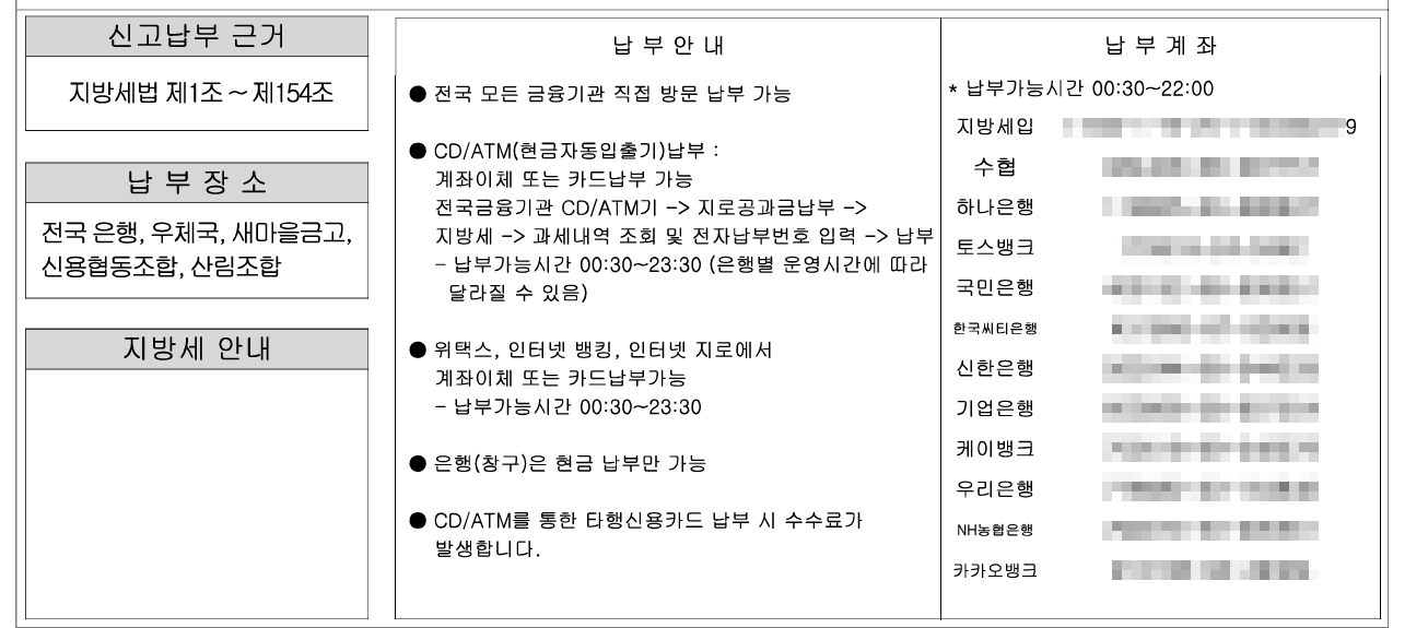 지방세 납부방법 및 계좌이체 시간