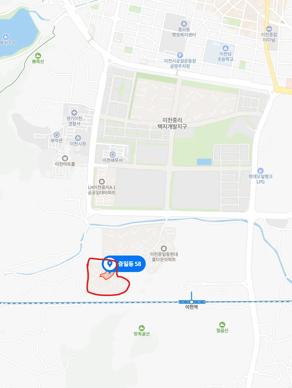 중리신도시2 힐스테이트 위치