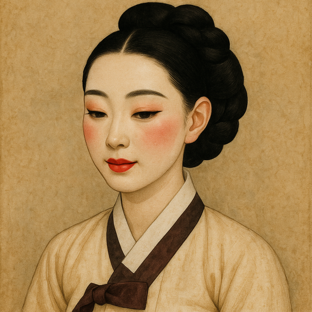 화장을 곱게 한 조선시대 여성을 묘사한 이미지