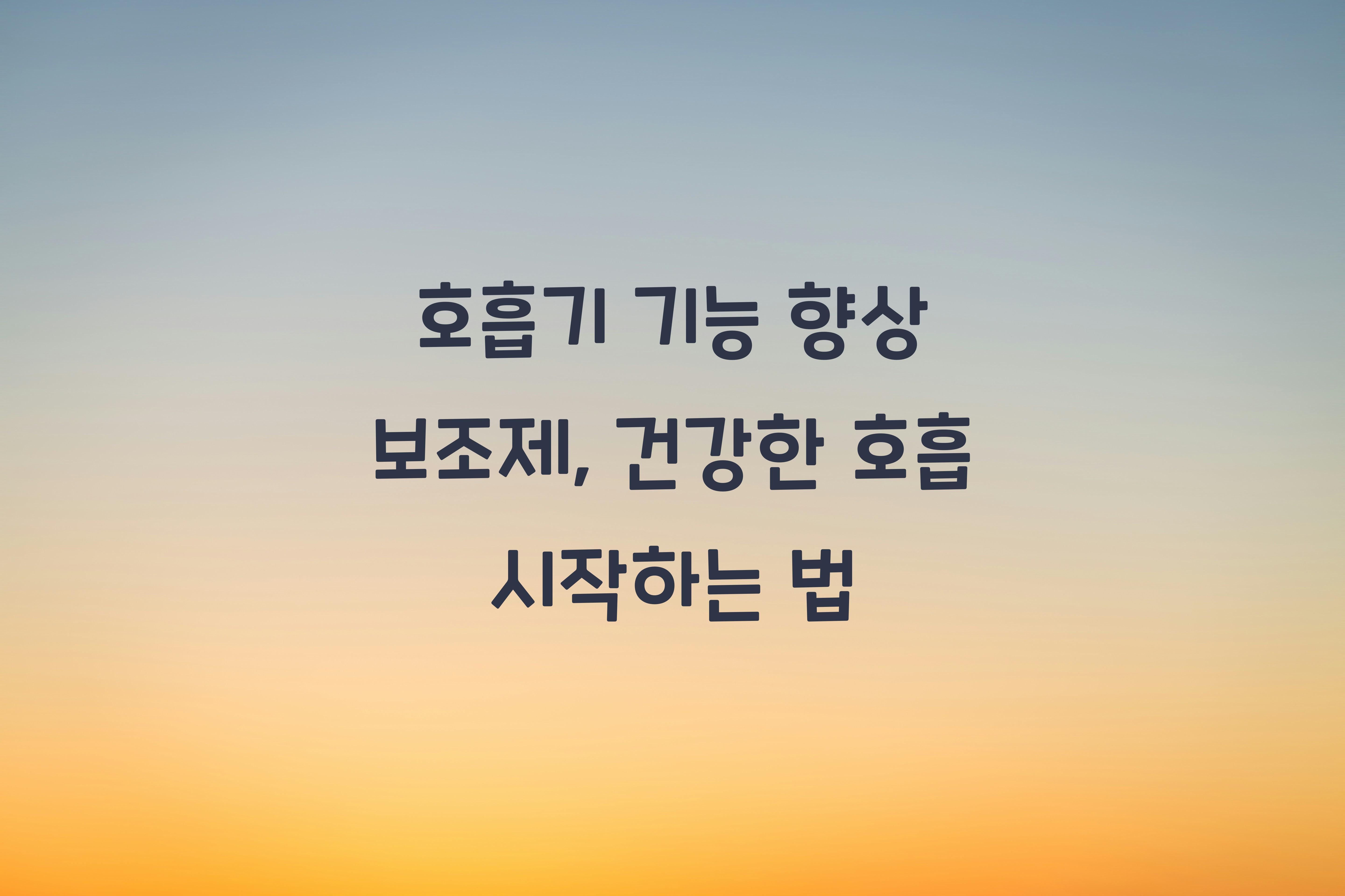 호흡기 기능 향상 보조제