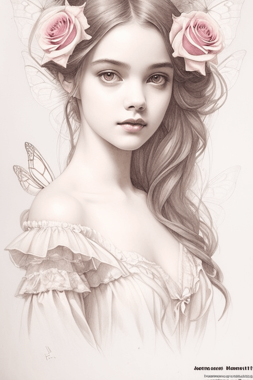 Playground AI로 생성한 그림(3) - 꽃 장식을 한 아름다운 소녀