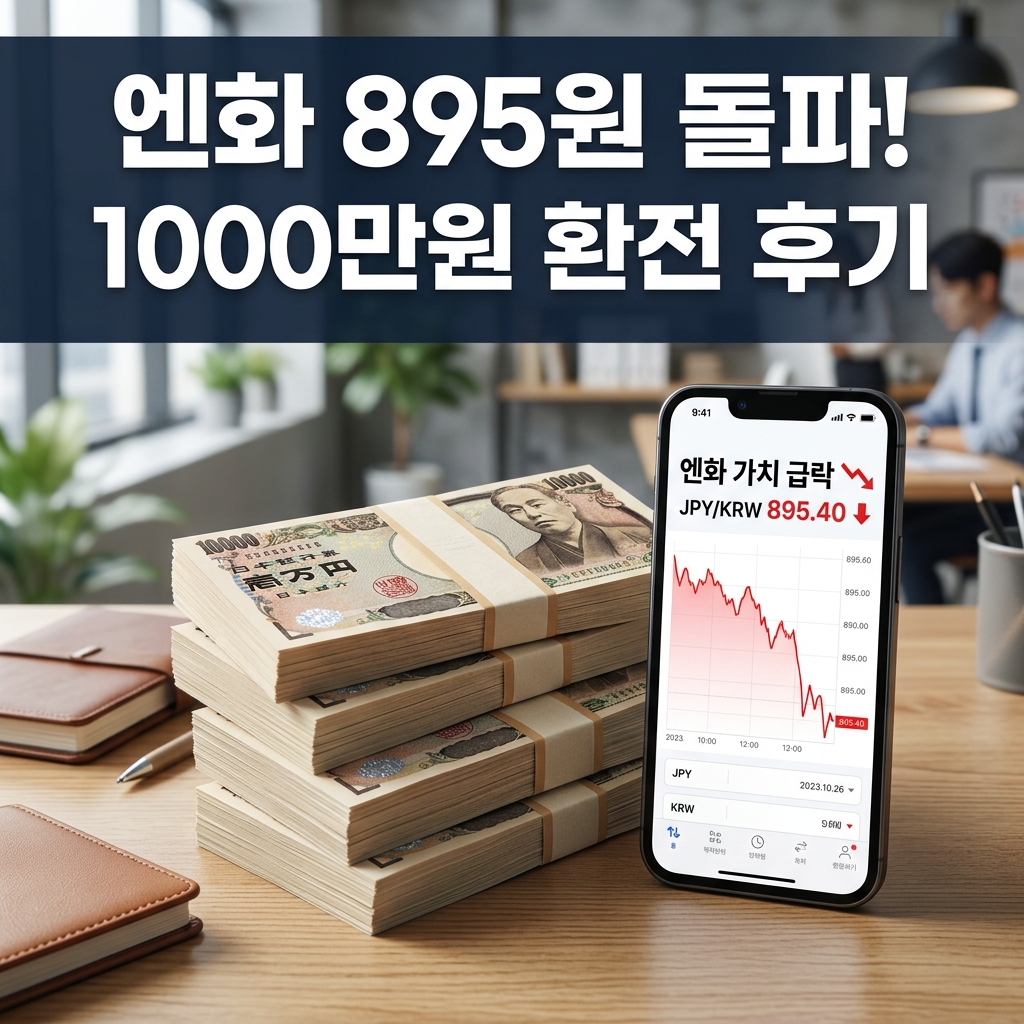 엔화 895원 돌파 기록 및 1000만원 환전 실제 후기, 엔저 현상 투자 및 환전 타이밍 분석 대표 이미지