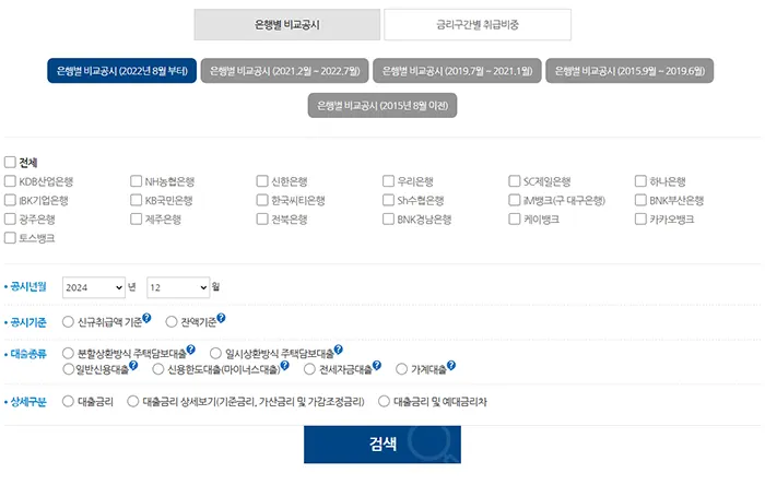 은행별 대출금리 비교하기