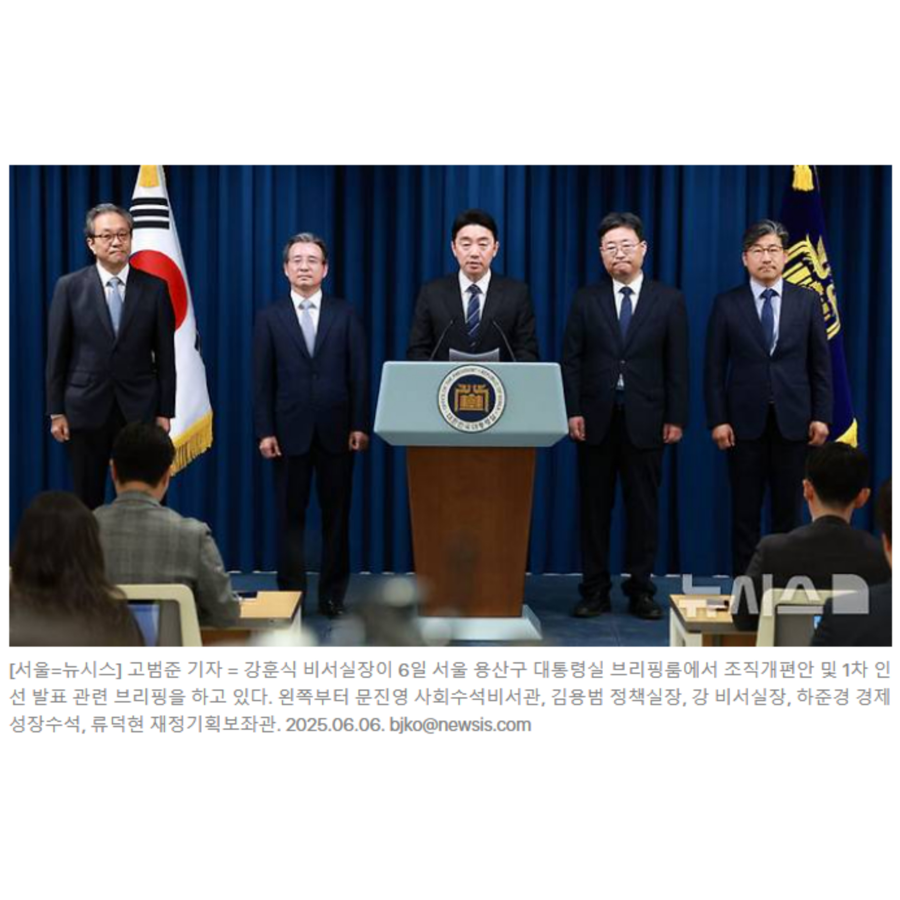 제21대 대통령실 주요인사 및 조직개편안