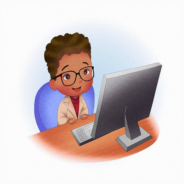 장시간 컴퓨터 사용하는 아이