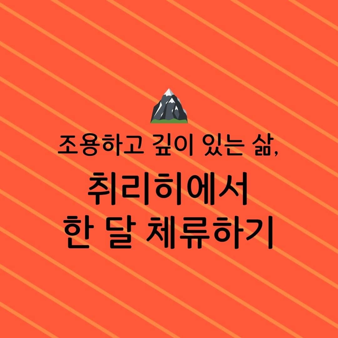조용하고 깊이 있는 삶, 취리히에서 한 달 체류하기