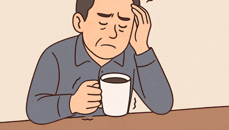 커피를 마시는 중년남성