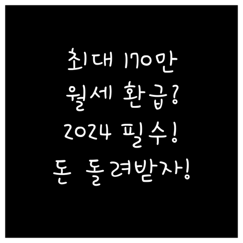 최대 170만원 환급 2024 월세 ..