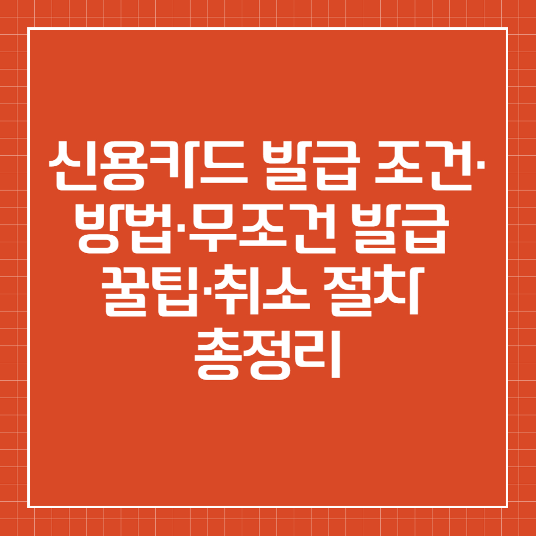 신용카드 발급 조건&middot;방법&middot;무조건 발급 꿀팁&middot;취소 절차 총정리