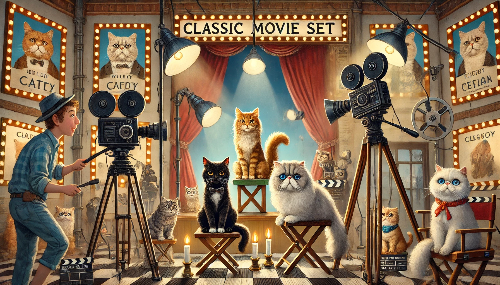 영화 촬영하는 고양이들 그림