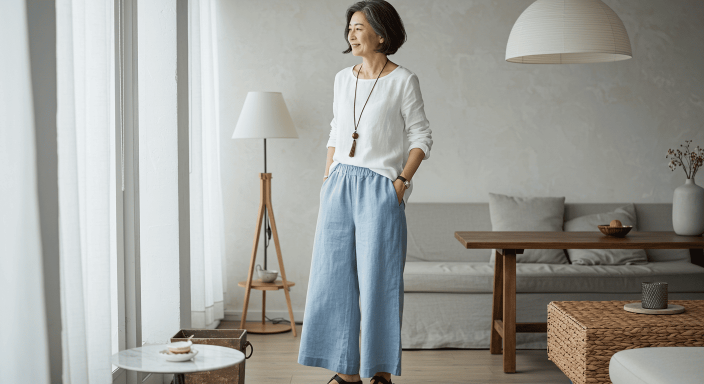 여름 톤 와이드 팬츠 패션