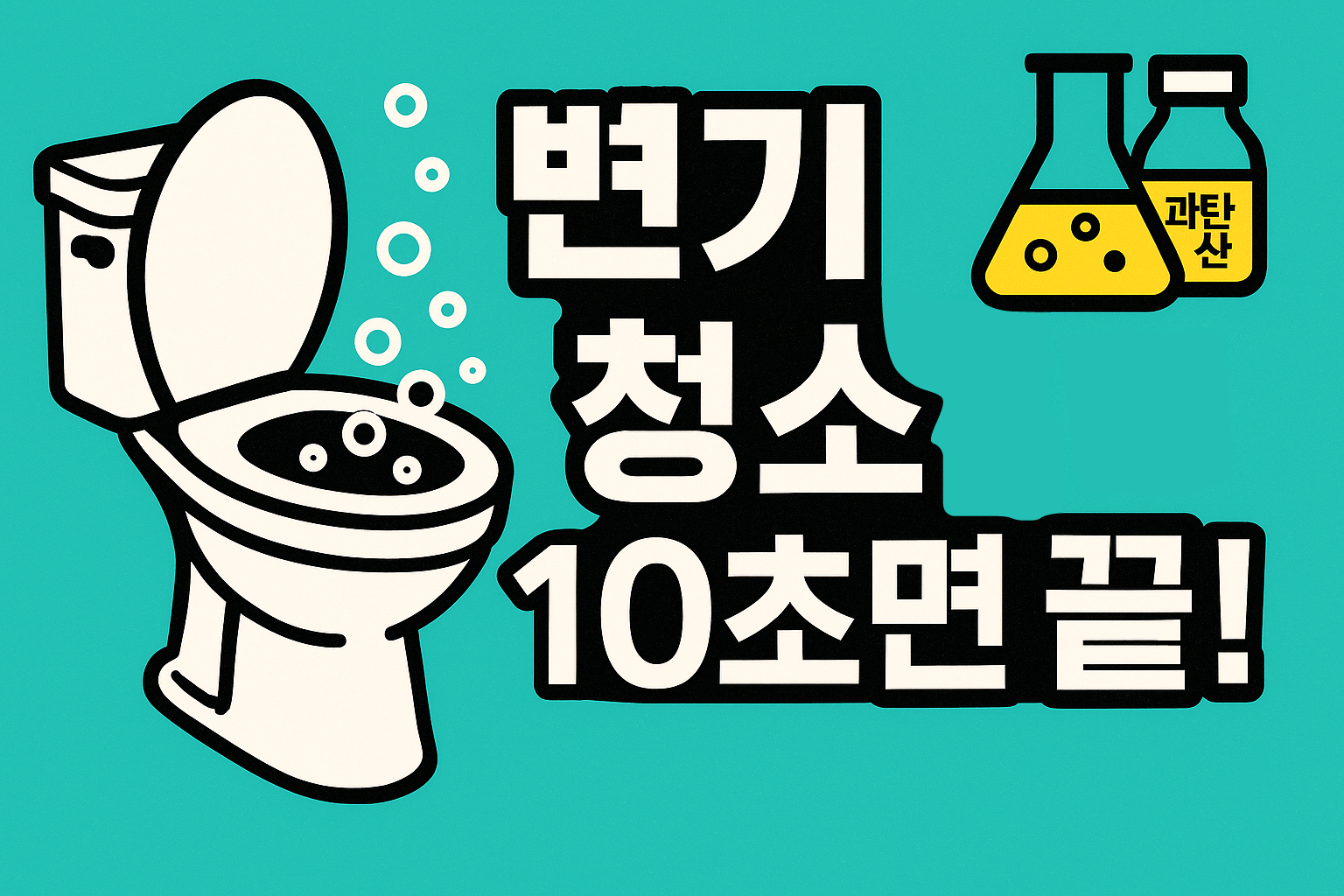 변기와 세제의 아이콘이 삽입된 인포그래픽 이미지