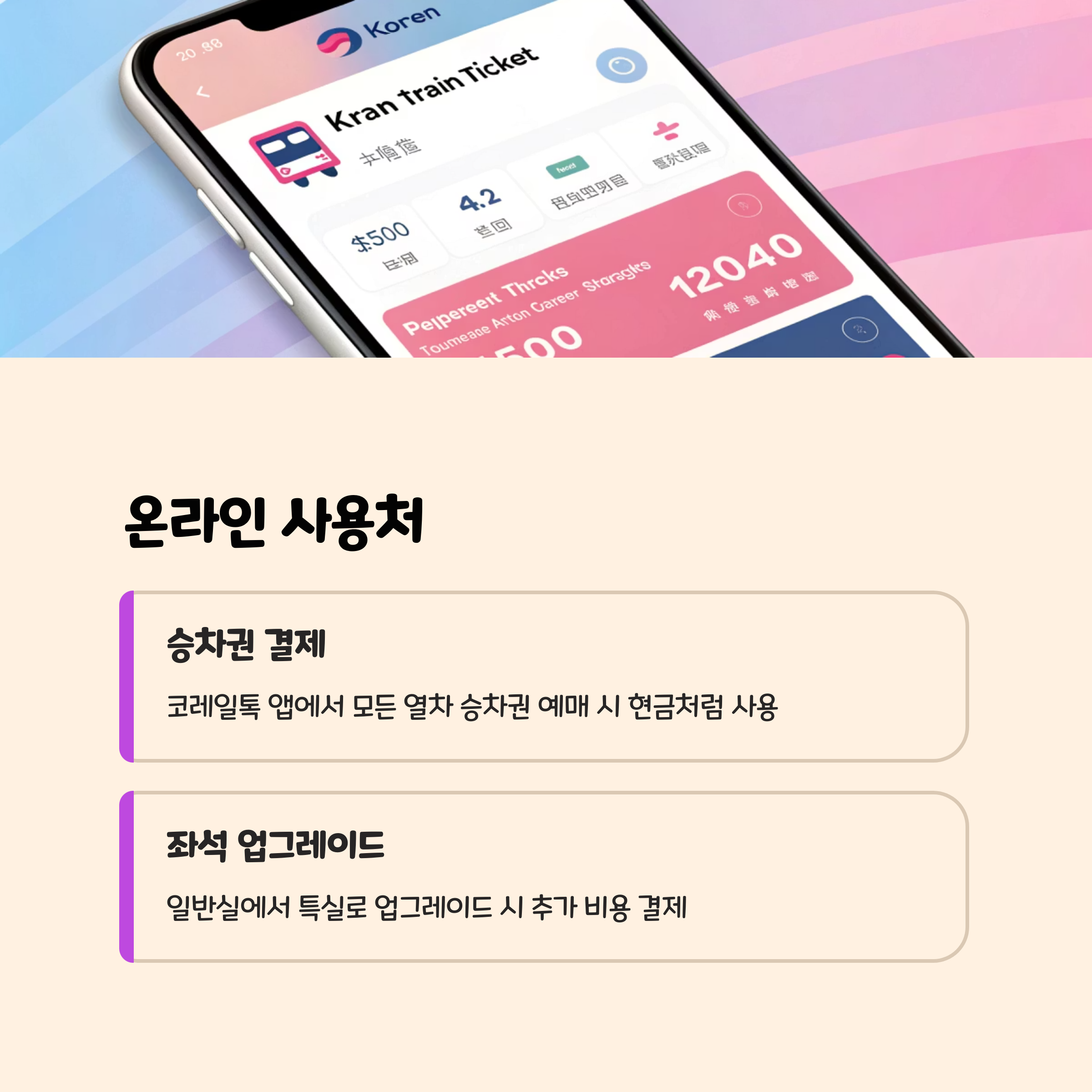 2. 온라인 사용처 (승차권 예매 &amp; 업그레이드)