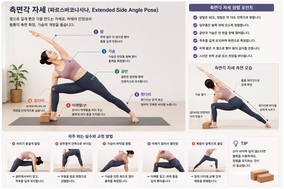 요가 해부학으로 이해하는 측면각 자세: 왜 몸을 더 길게 만들어야 할까?