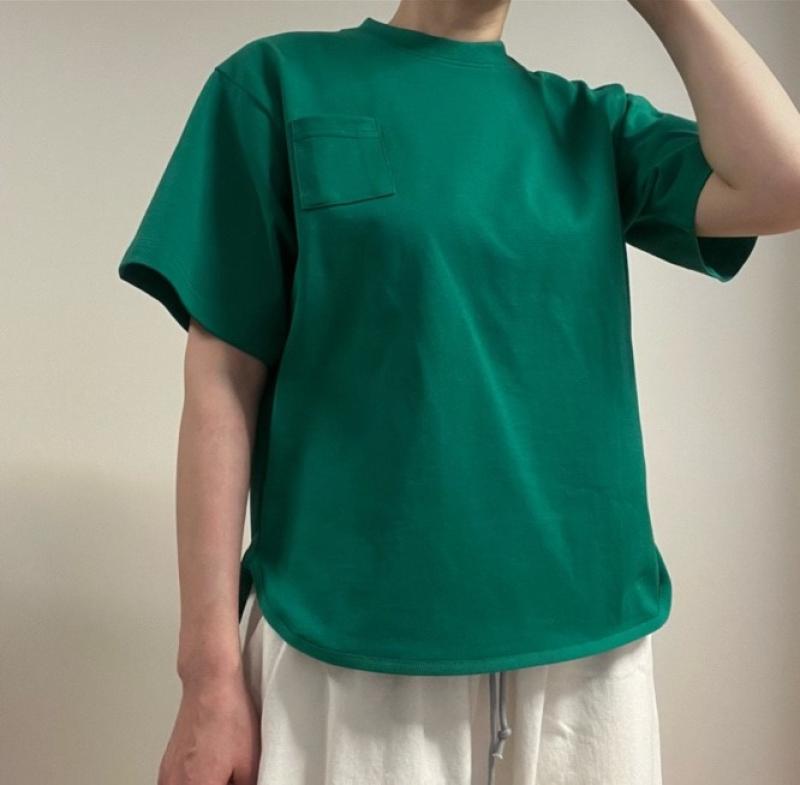 기본 초록 티셔츠 포켓티