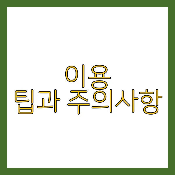 이용 팁과 주의사항
