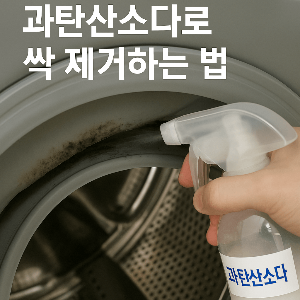 세탁기 고무패킹 곰팡이 제거하는 장면