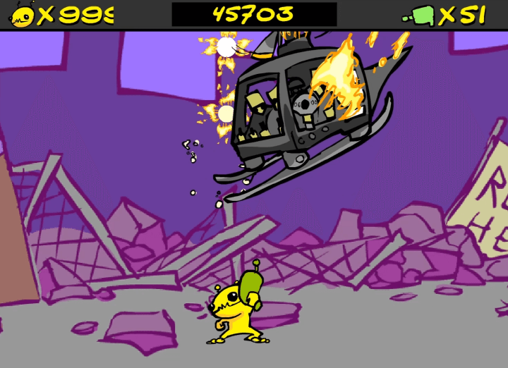 날아오는-헬기에-총을-발사하여-추락-시키는-화면