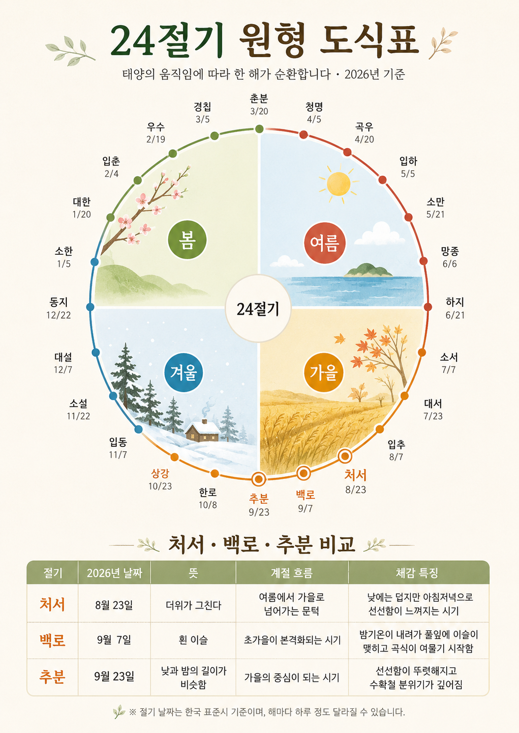 24절기로 보는 처서, 백로, 추분, 가을은 언제 오나?