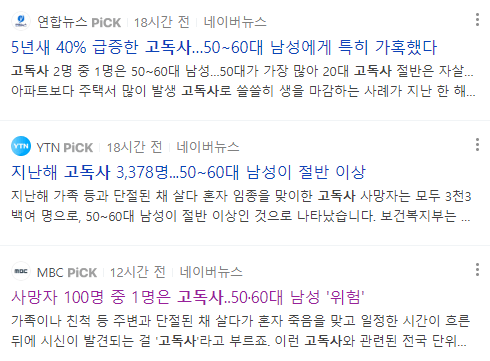 고독사 관련 뉴스 기사