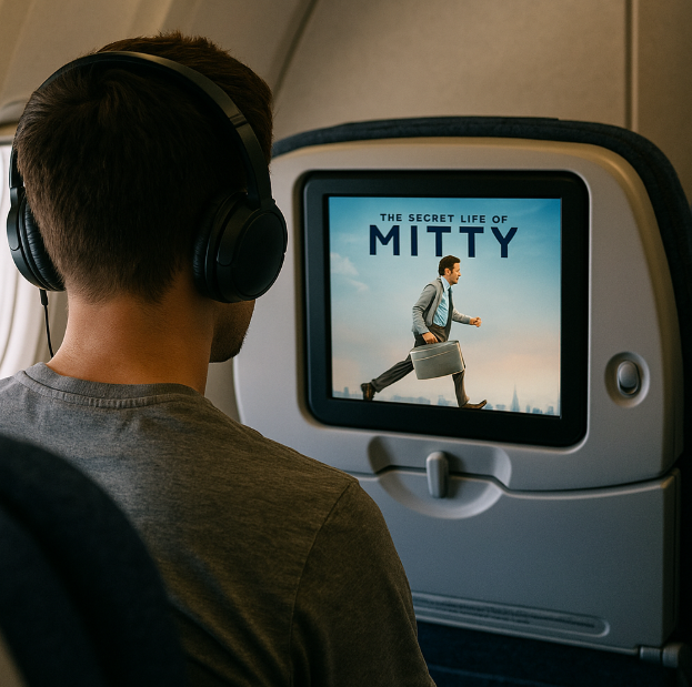 혼자여행하면서 비행기에서 영화 보는 사진