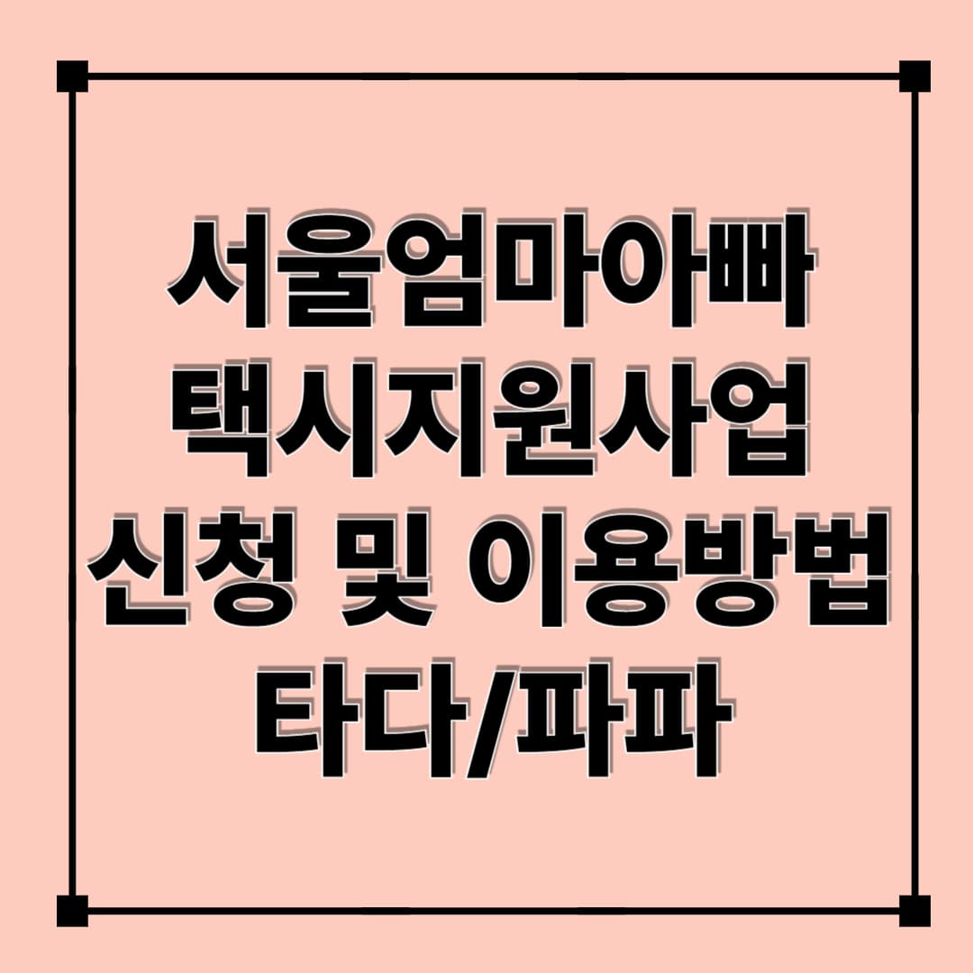 서울엄마아빠택시 신청 총정리 (신청방법 및 이용방법/ 파파/타다)