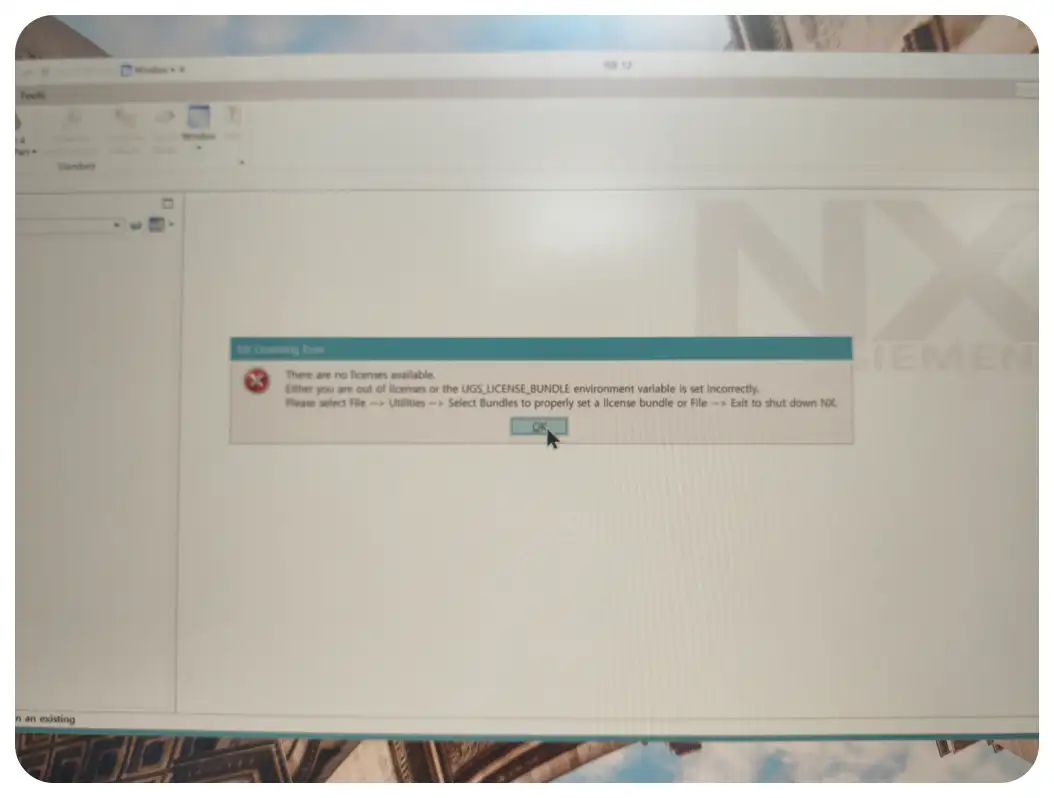 NX Licensing Error: Select Bundles / There are no Licenses Available