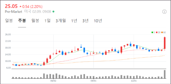 AI 관련주 팔란티어 주가