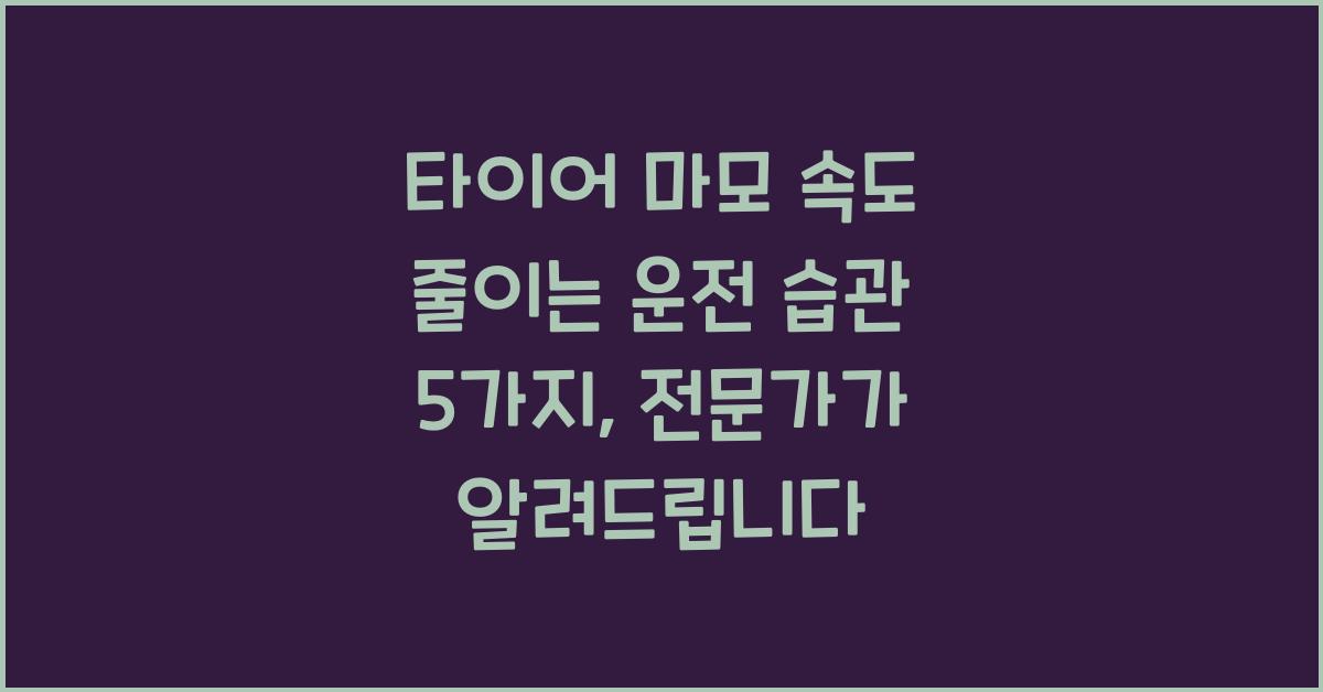 타이어 마모 속도 줄이는 운전 습관 5가지