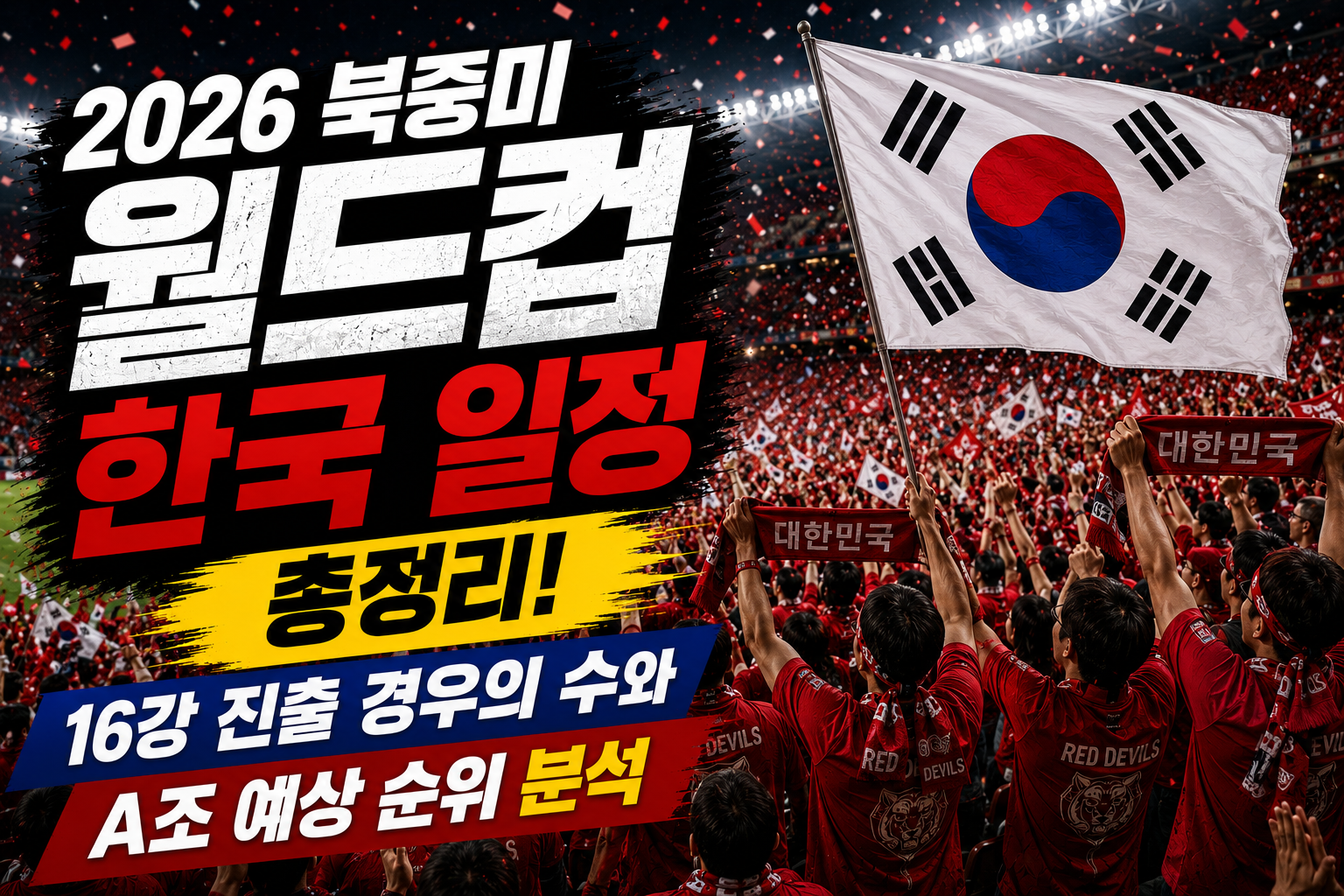 2026 북중미 월드컵 한국 일정 총정리! 16강 진출 경우의 수와 A조 예상 순위 분석 관련 사진