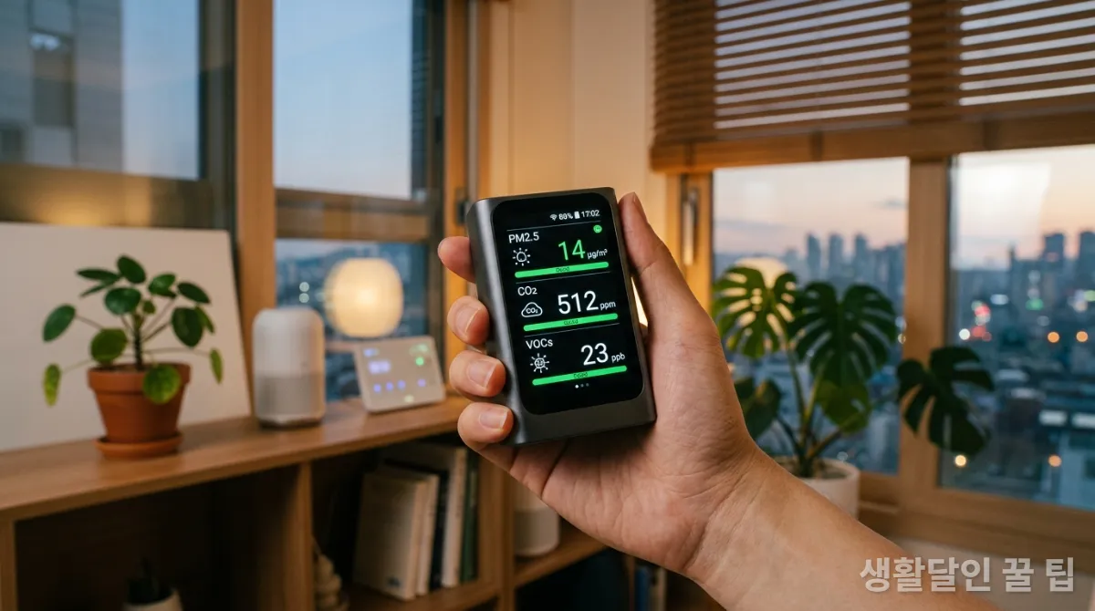 실시간 공기 질 데이터를 보여주는 스마트 공기 질 측정기
