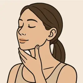 혀밑 부위를 부드럽게 눌러 자극하는 마사지 단계