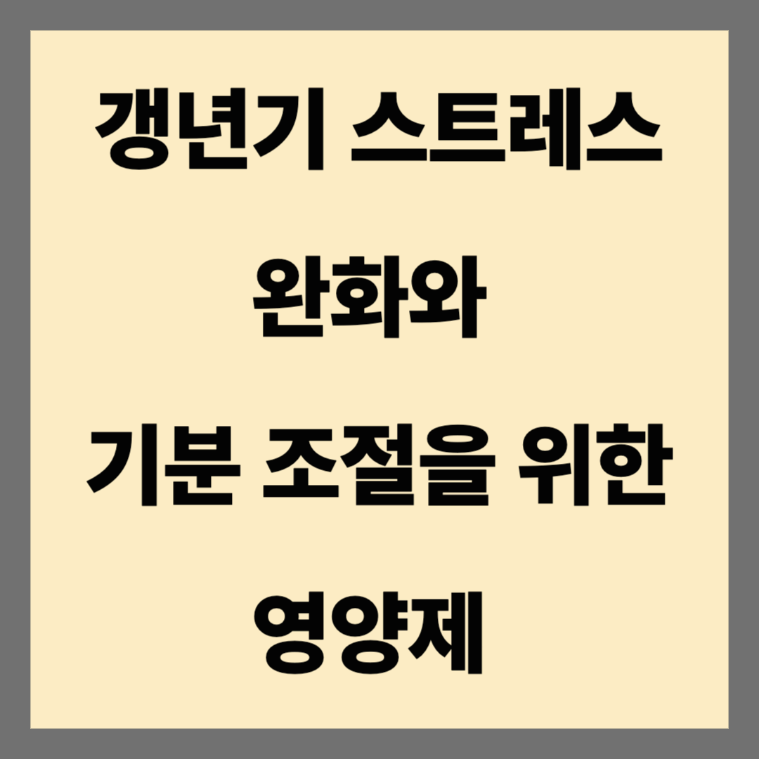 갱년기 여성의 스트레스 완화와 기분 조절을 위한 영양제